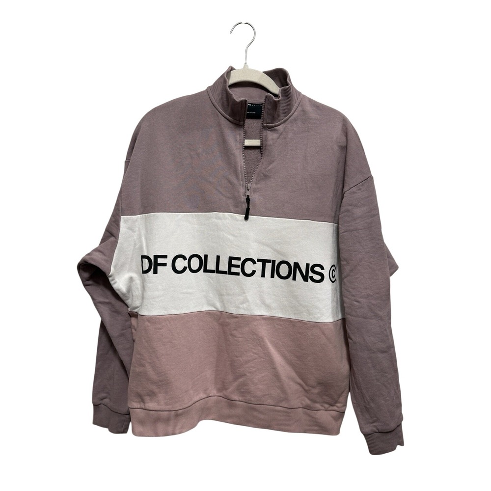 ASOS Dark Future oversized half zip sweatshirt Mens M colorblock logo Athleisure